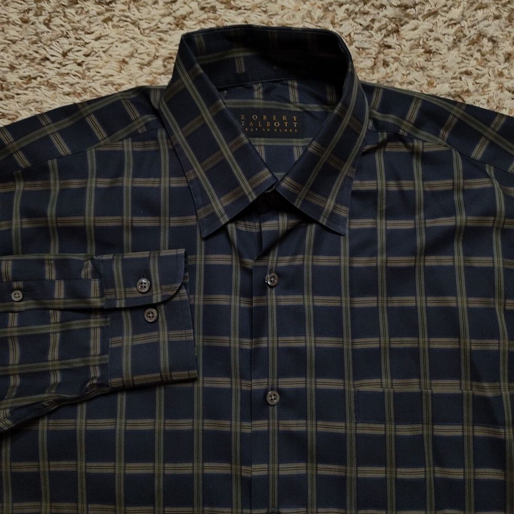Robert Talbott Plaid Men Sz‎ XL Hidden Oxford Long Sleeve Button Up Shirt